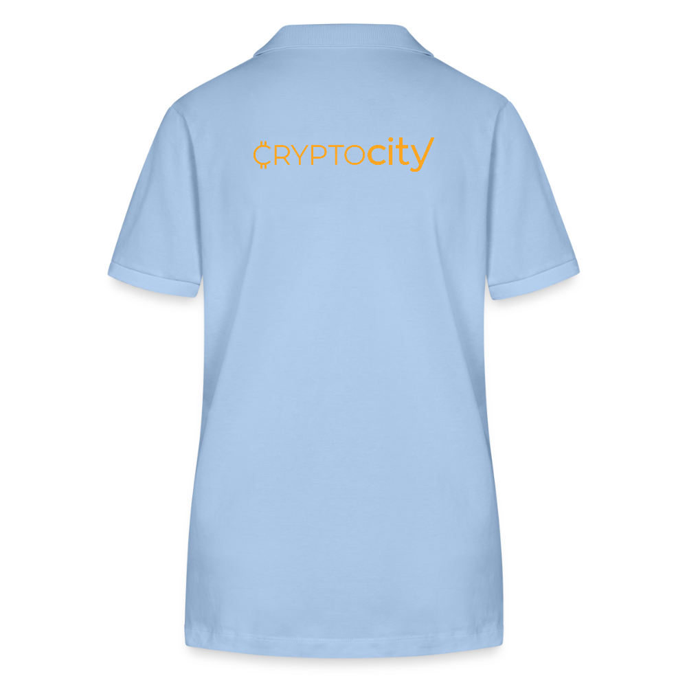 Frauen Bio-Poloshirt mit dem klassischen CryptoCity Schriftzug - sky Blue