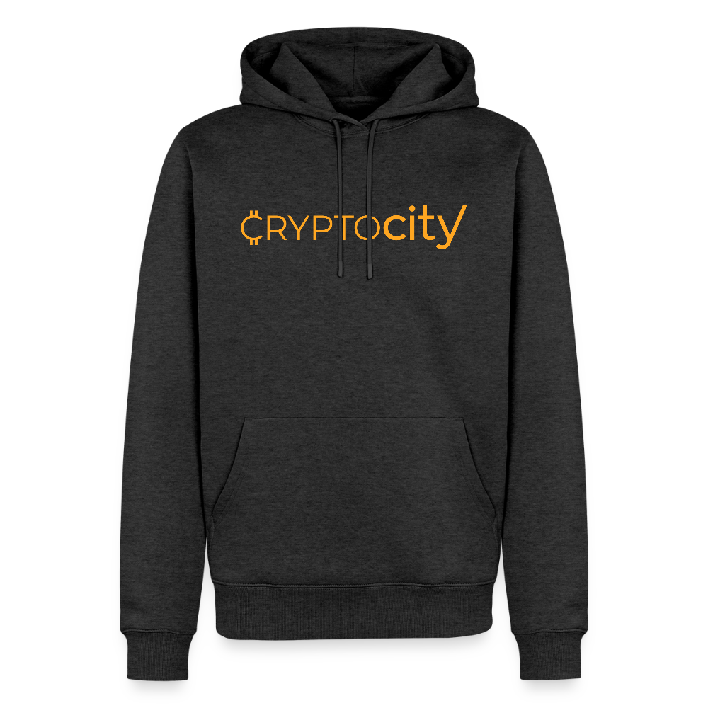 Männer Premium Hoodie mit dem klassischen CryptoCity Schriftzug - Anthrazit meliert