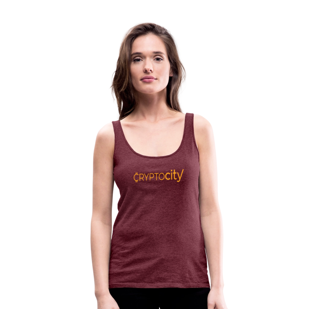 Frauen Premium Tank Top mit dem klassischen CryptoCity Schriftzug - Bordeauxrot meliert