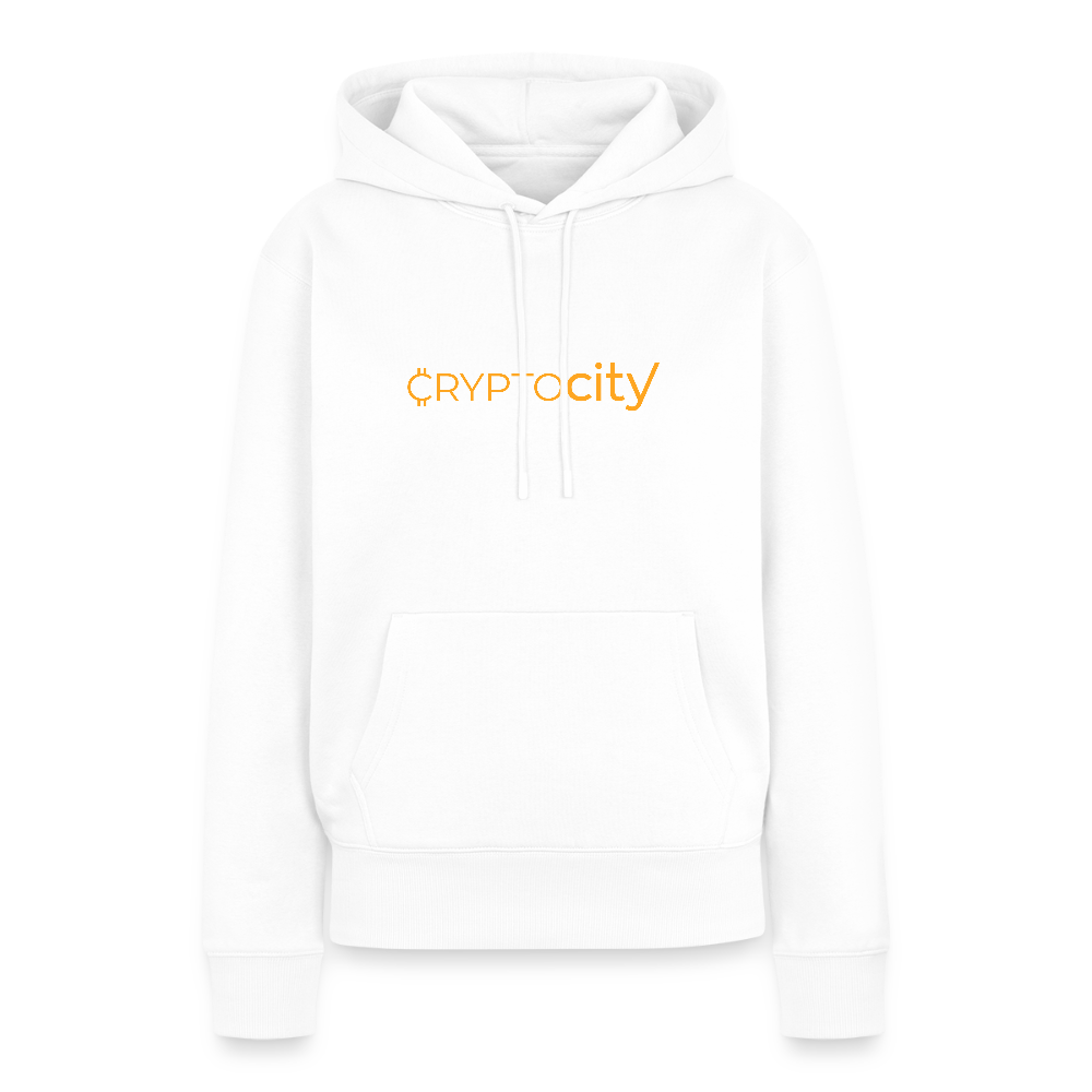 Frauen Premium Hoodie mit dem klassischen CryptoCity Schriftzug - Weiß
