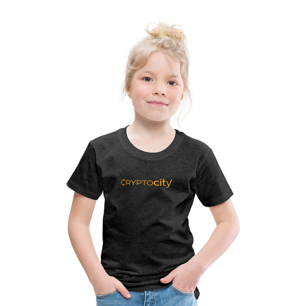 Kinder Premium T-Shirt mit dem klassichen CryptoCity Schriftzug - Anthrazit