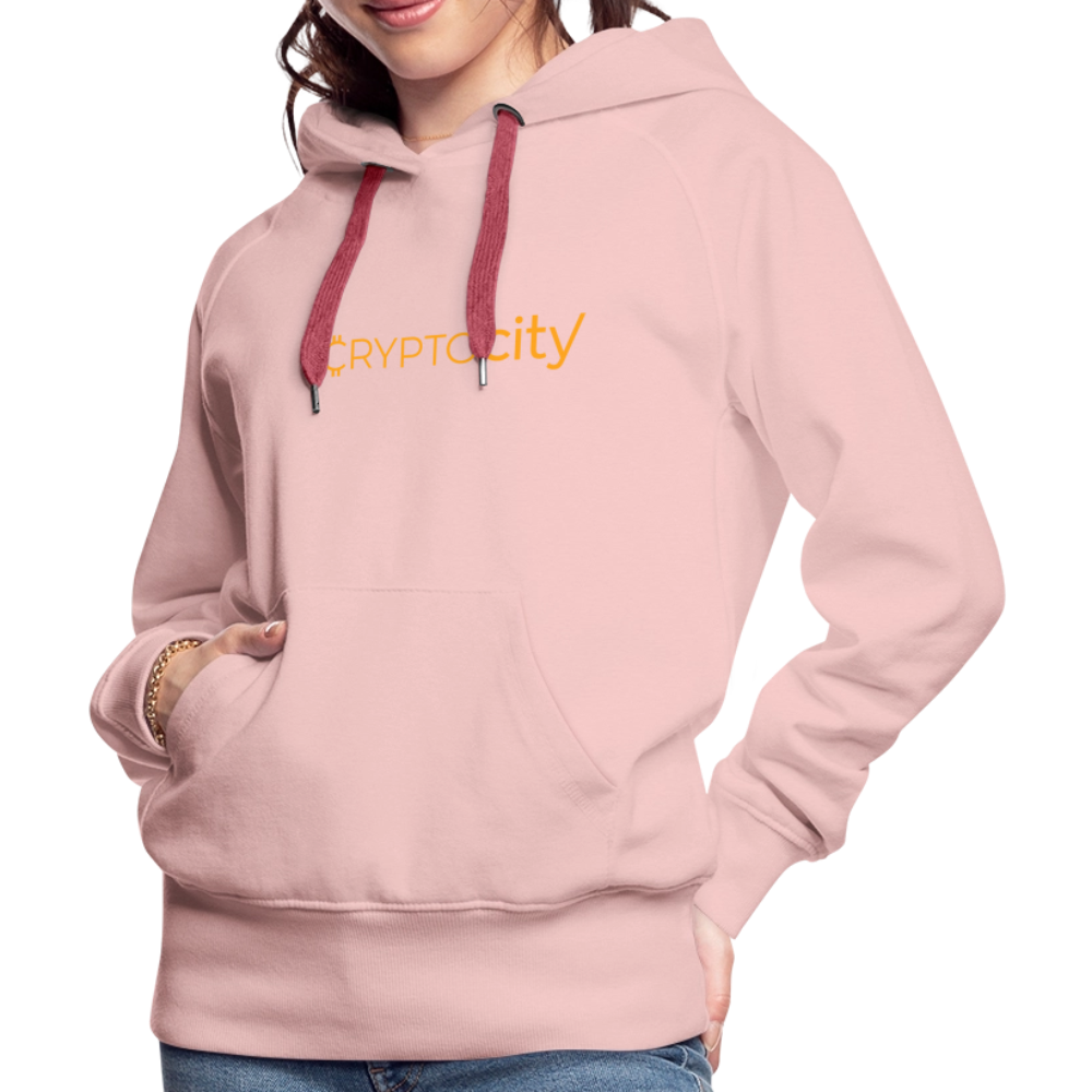 Frauen Premium Hoodie mit dem klassischen CryptoCity Schriftzug - Kristallrosa