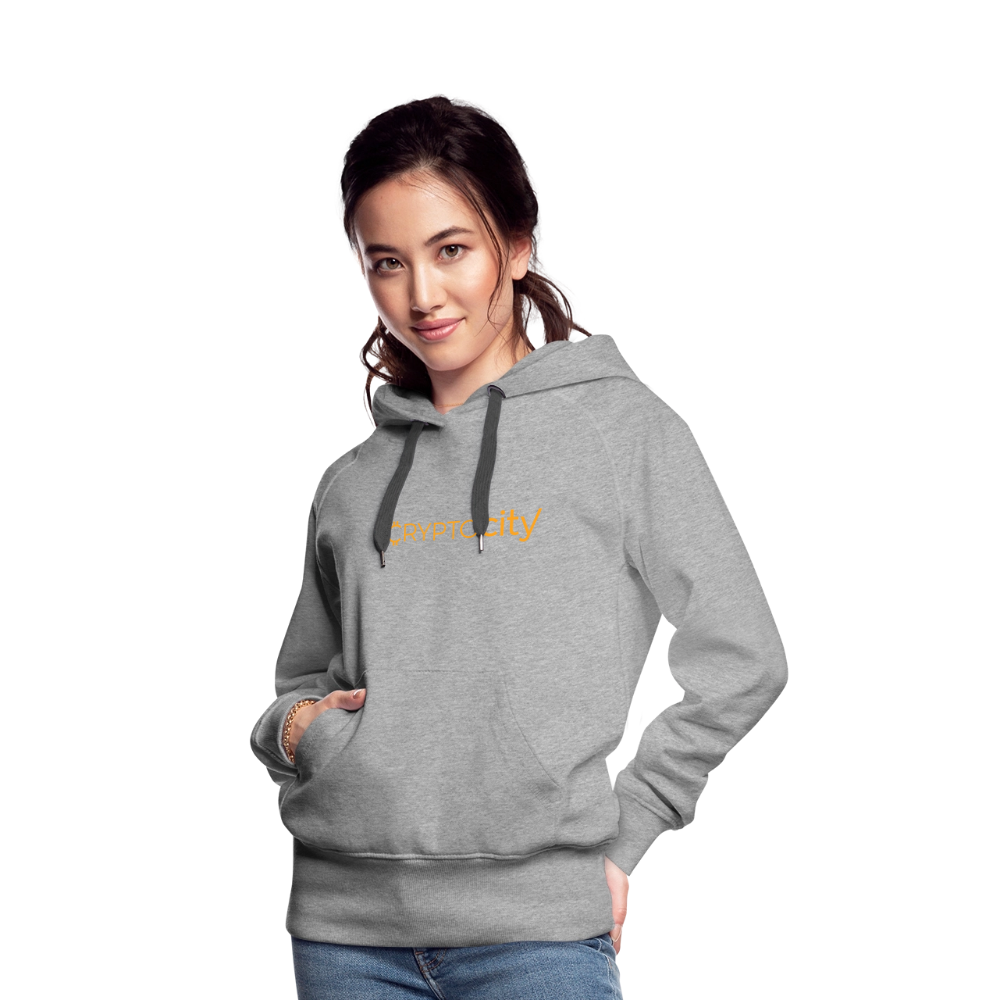 Frauen Premium Hoodie mit dem klassischen CryptoCity Schriftzug - Grau meliert