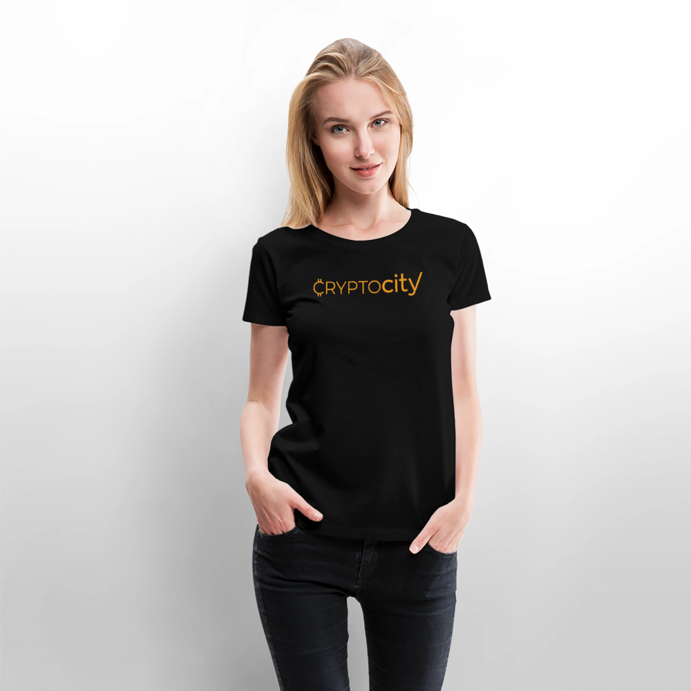 Frauen Premium T-Shirt mit dem klassischen Crypto City Schriftzug - Schwarz