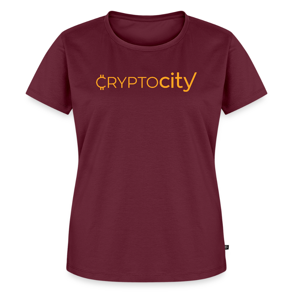 Frauen Premium T-Shirt mit dem klassischen Crypto City Schriftzug - Burgunderrot