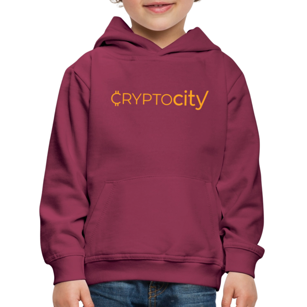 Kinder Premium Hoodie mit dem klassichen CryptoCity Schriftzug - Bordeaux