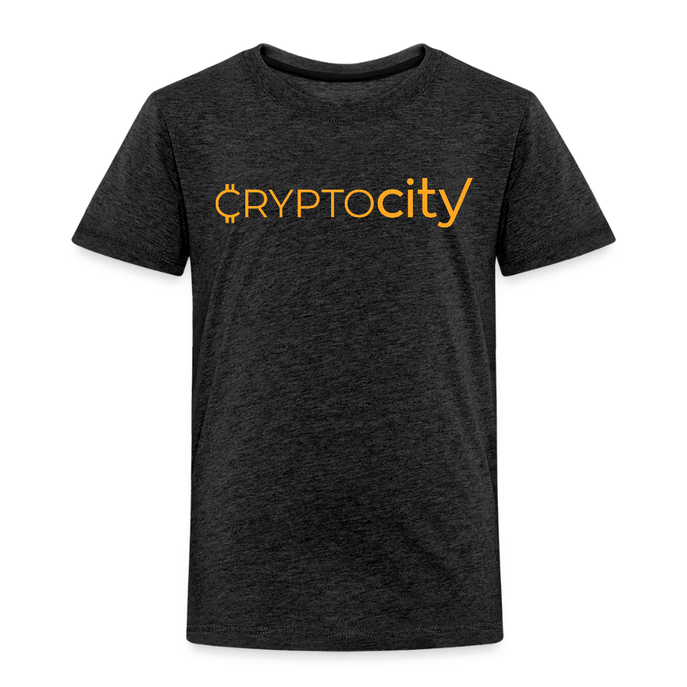 Kinder Premium T-Shirt mit dem klassichen CryptoCity Schriftzug - Anthrazit
