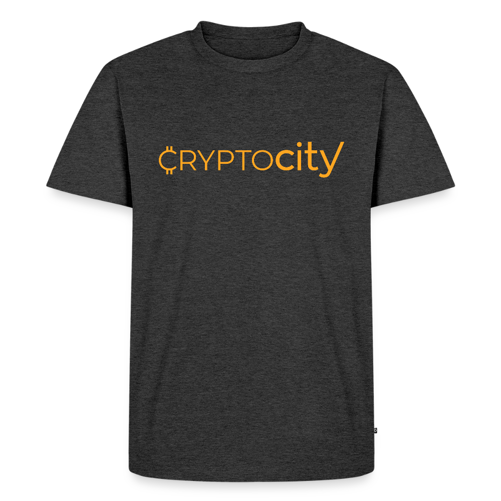 Männer Premium T-Shirt mit dem klassischen CryptoCity Schriftzug - Anthrazit meliert