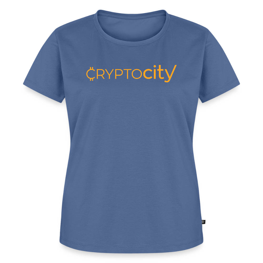 Frauen Premium T-Shirt mit dem klassischen Crypto City Schriftzug - Taubenblau