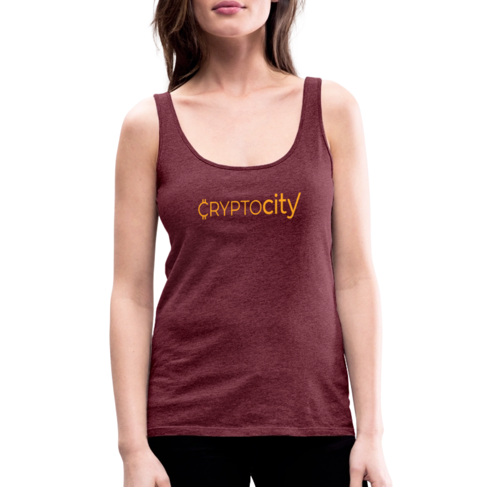 Frauen Premium Tank Top mit dem klassischen CryptoCity Schriftzug - Bordeauxrot meliert