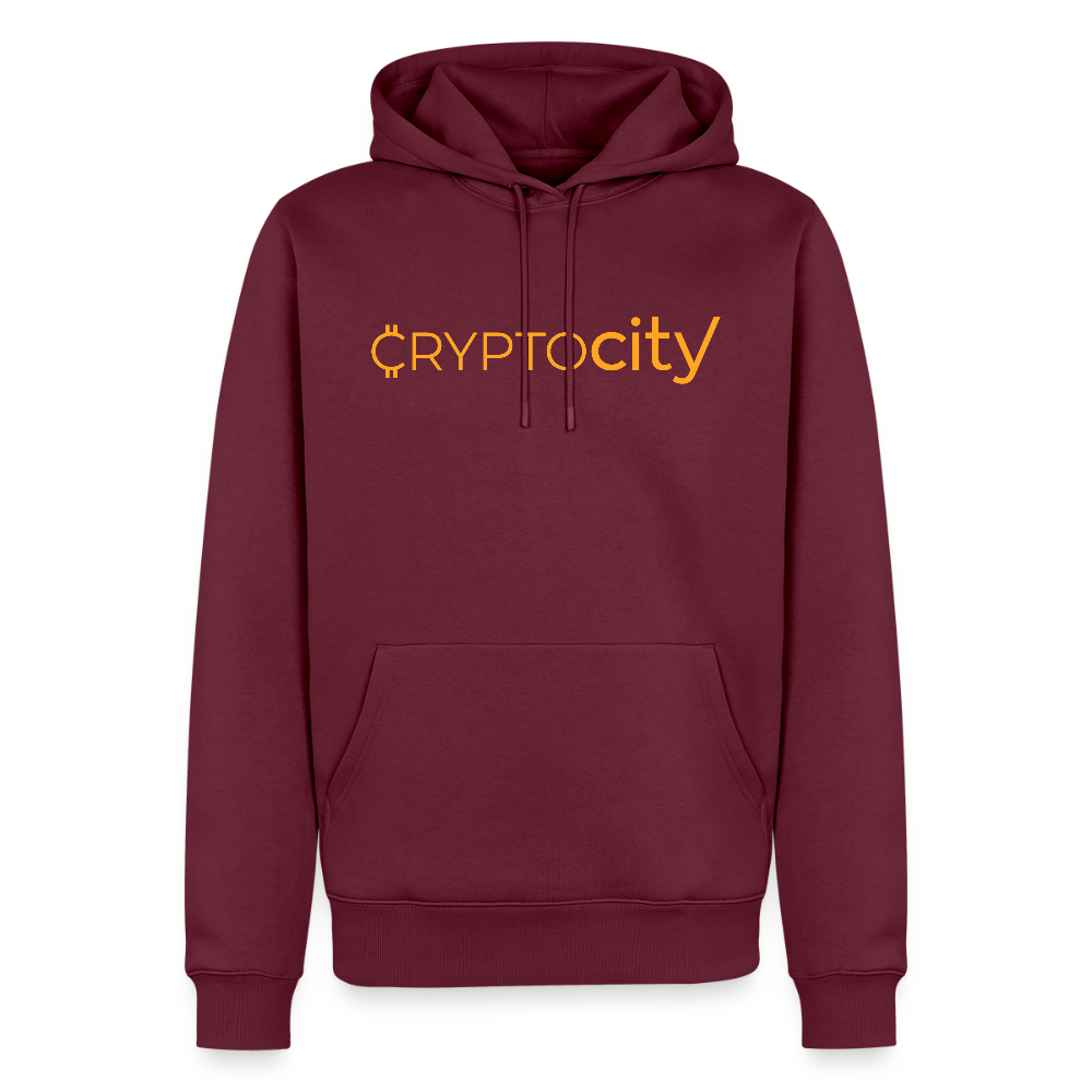 Männer Premium Hoodie mit dem klassischen CryptoCity Schriftzug - Burgunderrot