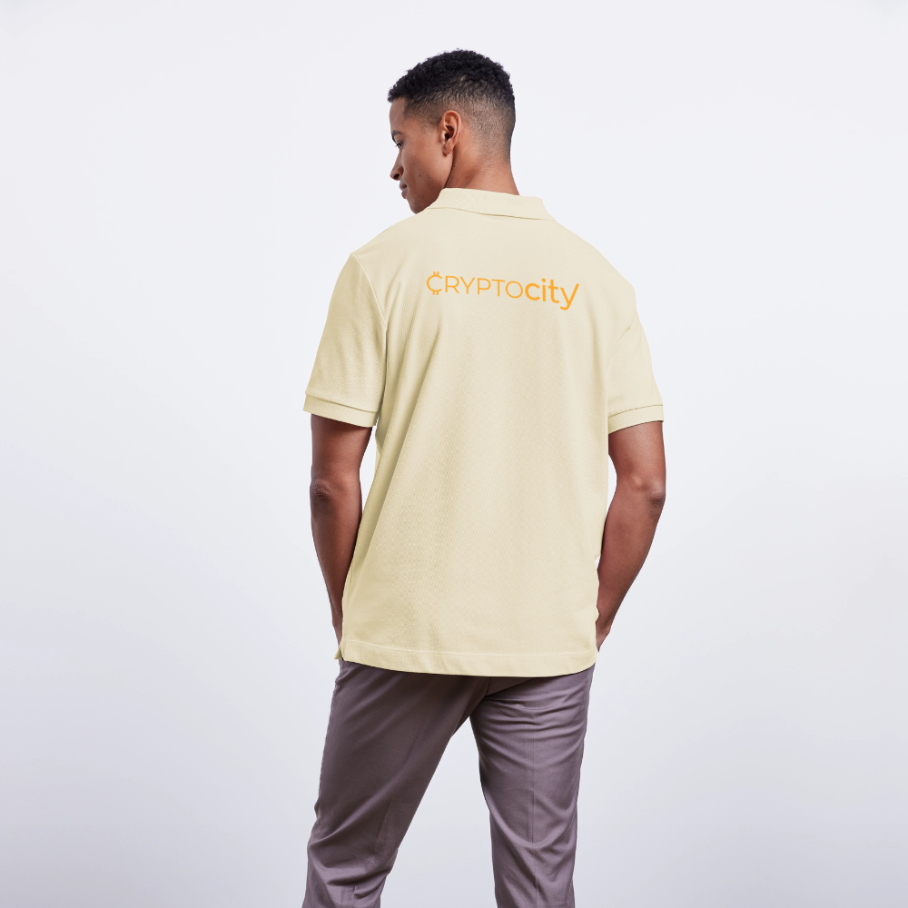 Bio-Poloshirt Herren mit dem klassischen CryptoCity Schriftug - Weißgrau