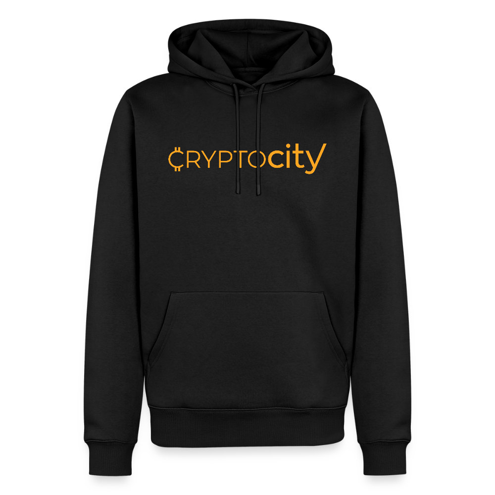 Männer Premium Hoodie mit dem klassischen CryptoCity Schriftzug - Schwarz