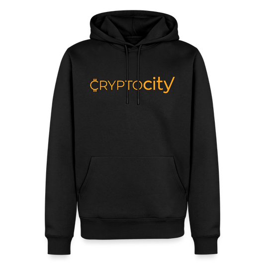 Männer Premium Hoodie mit dem klassischen CryptoCity Schriftzug - Schwarz