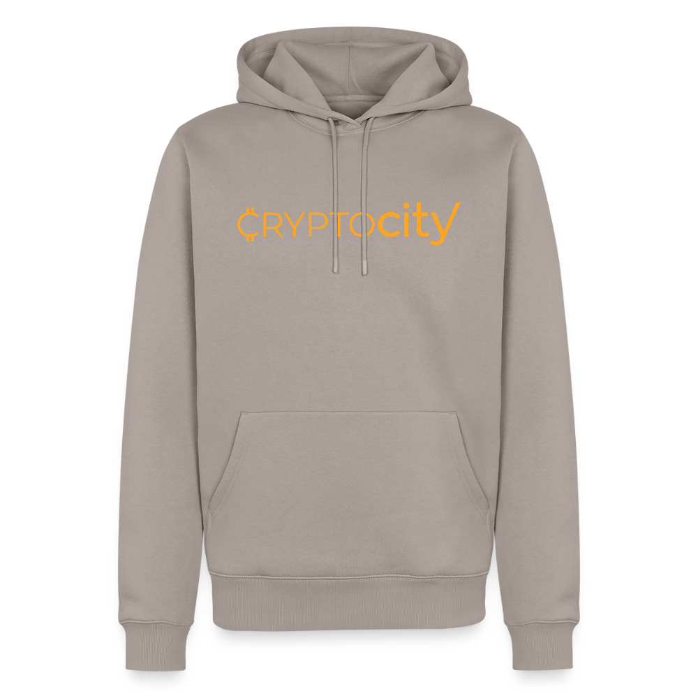 Männer Premium Hoodie mit dem klassischen CryptoCity Schriftzug - Taupe