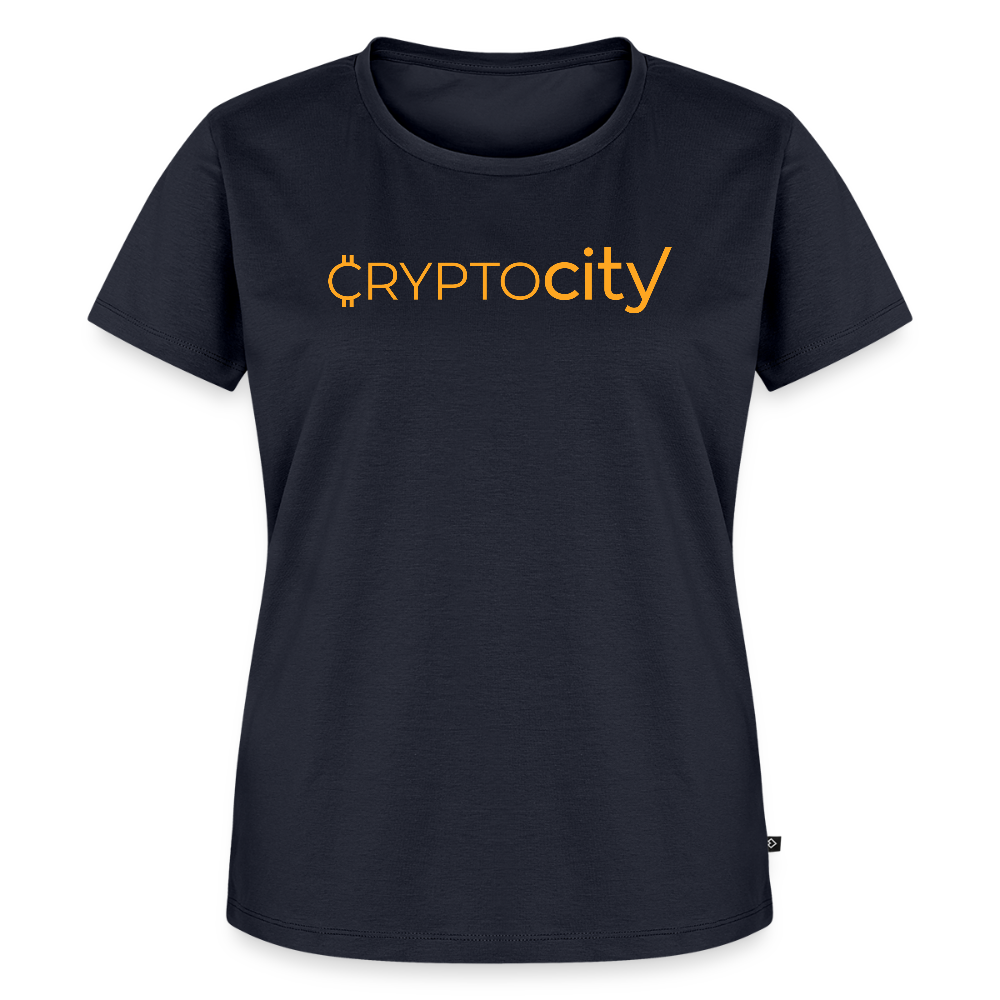 Frauen Premium T-Shirt mit dem klassischen Crypto City Schriftzug - Navy