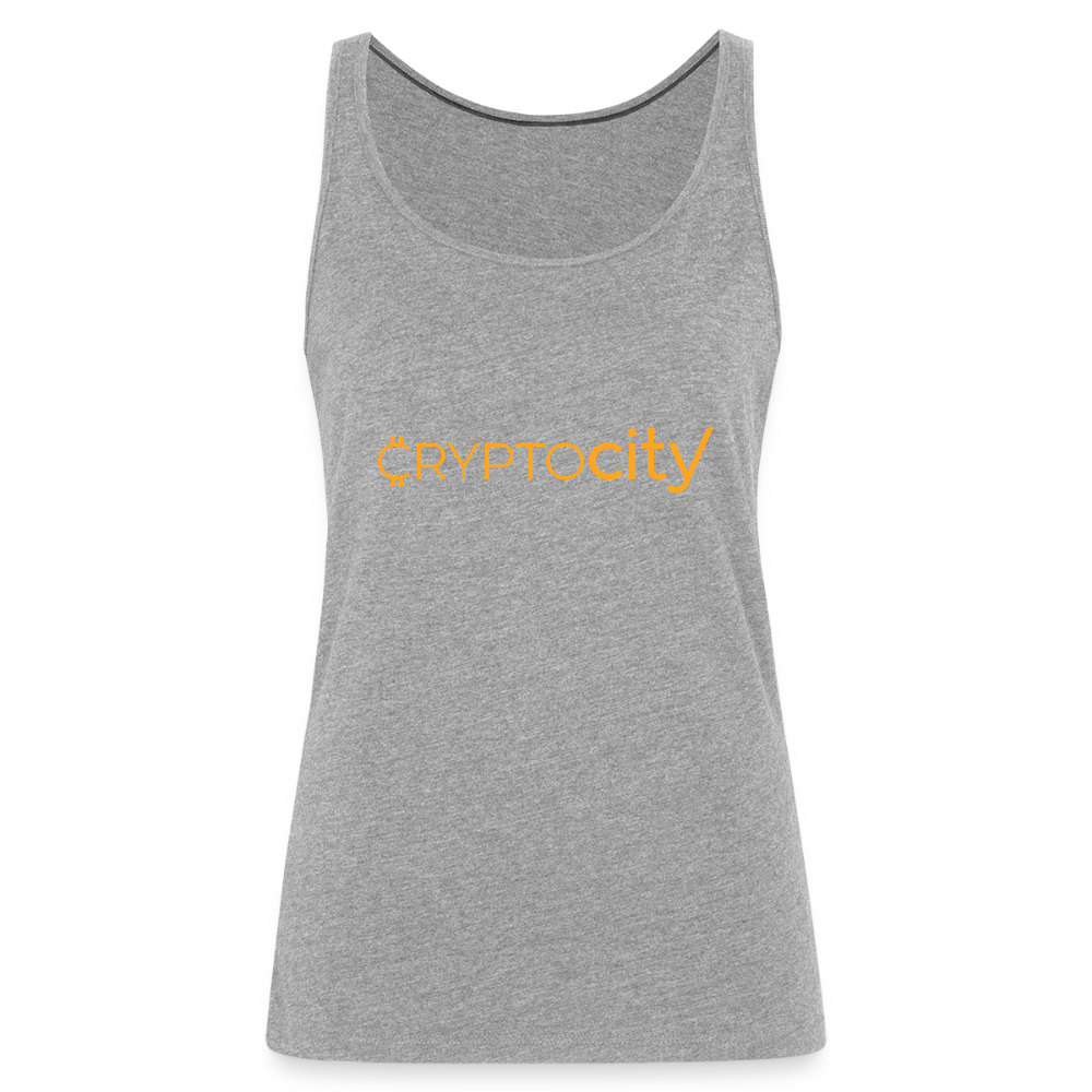 Frauen Premium Tank Top mit dem klassischen CryptoCity Schriftzug - Grau meliert