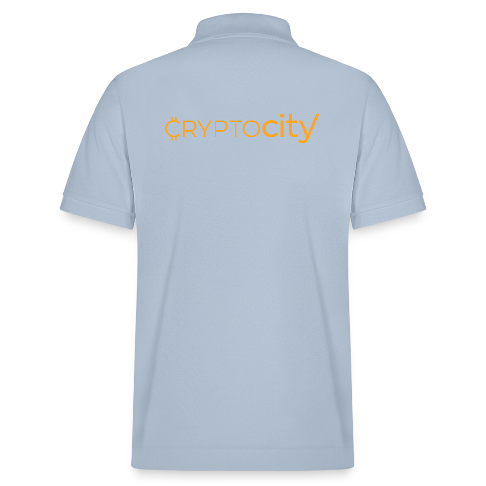 Bio-Poloshirt Herren mit dem klassischen CryptoCity Schriftug - sky Blue