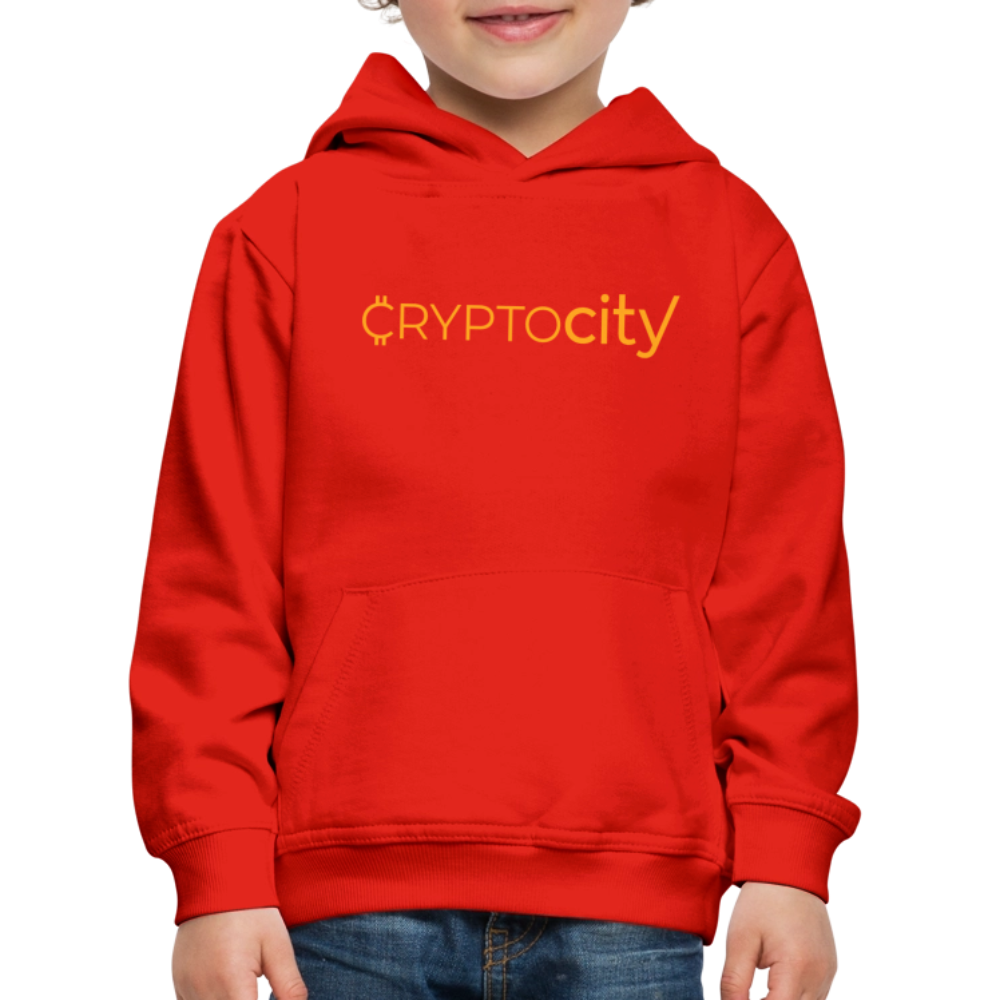 Kinder Premium Hoodie mit dem klassichen CryptoCity Schriftzug - Rot