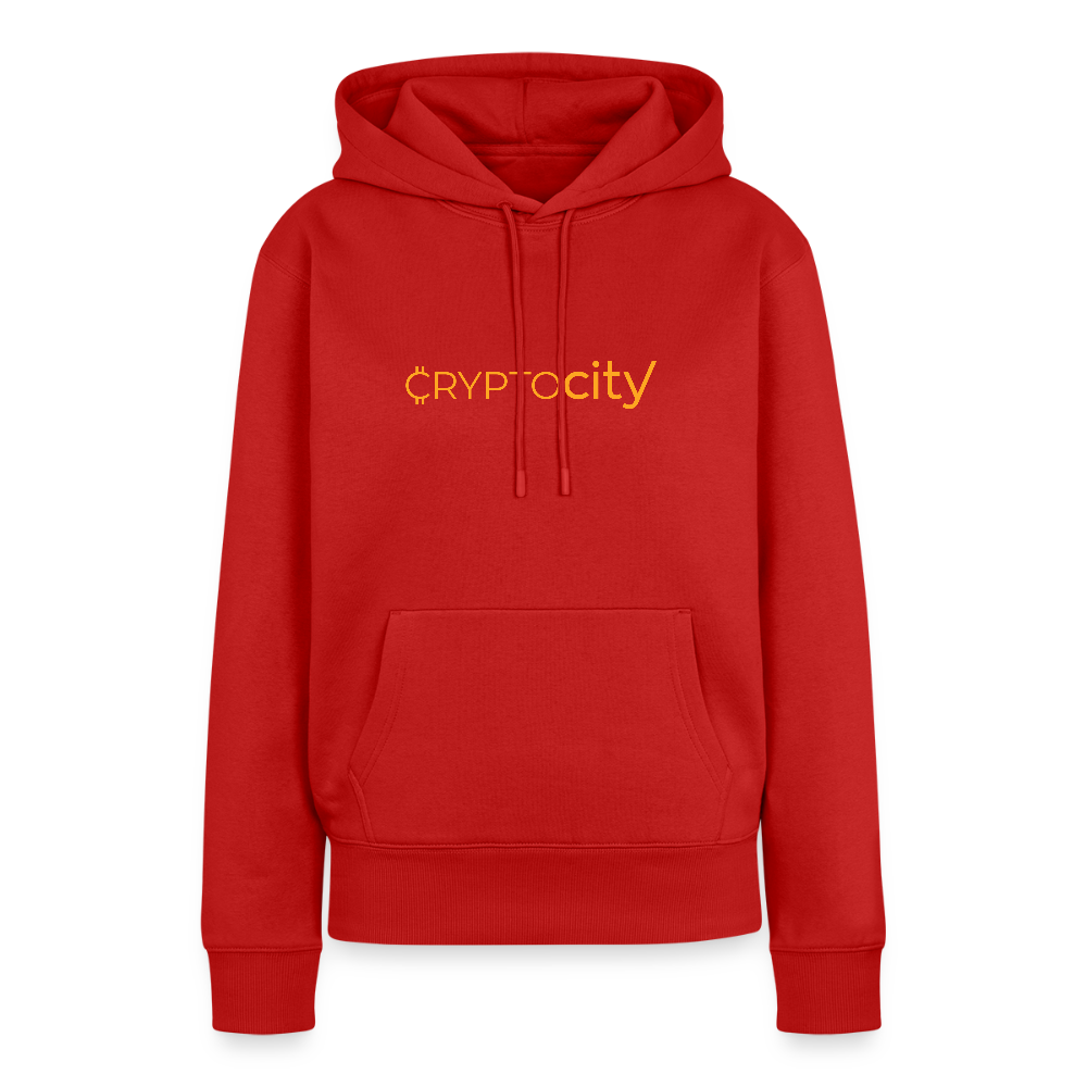 Frauen Premium Hoodie mit dem klassischen CryptoCity Schriftzug - Rot