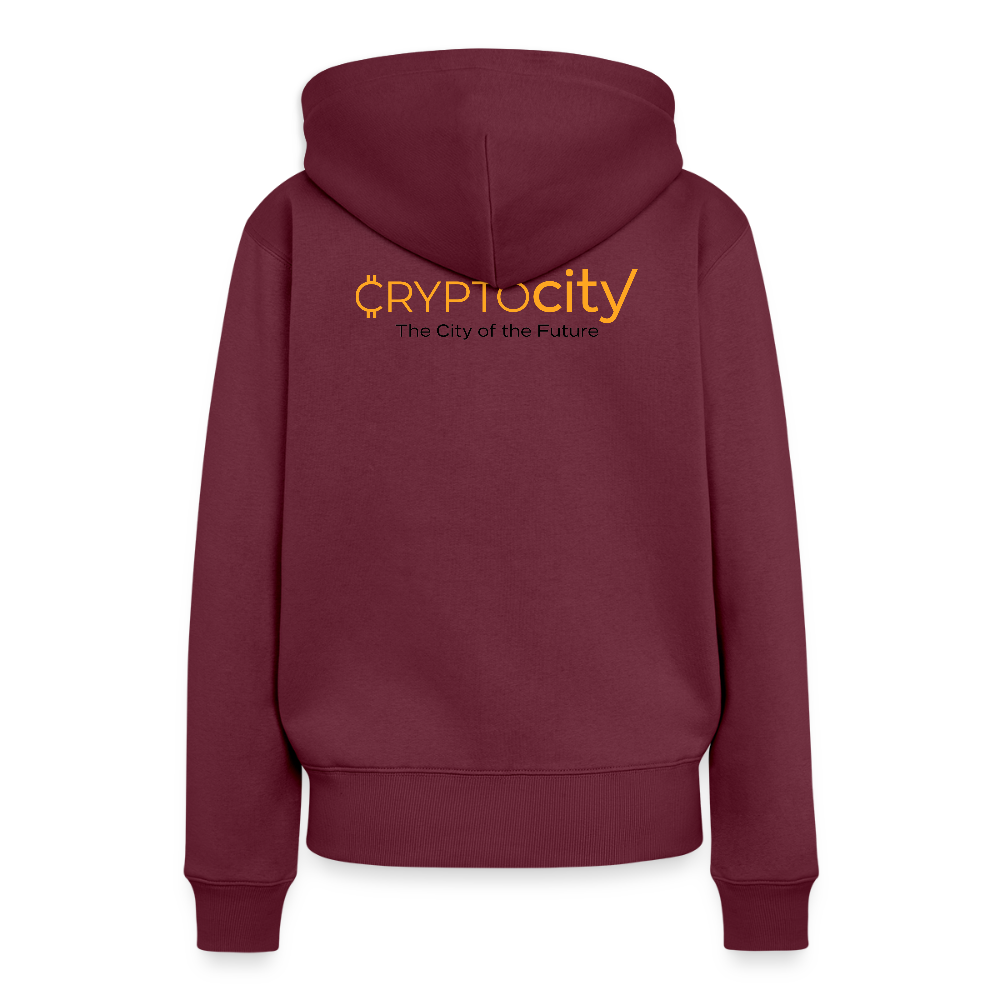 Frauen Premium Hoodie The City + Logo - Burgunderrot