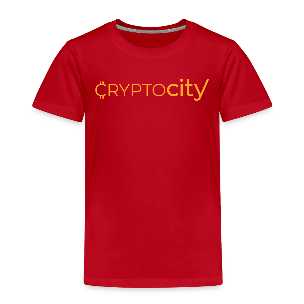 Kinder Premium T-Shirt mit dem klassichen CryptoCity Schriftzug - Rot