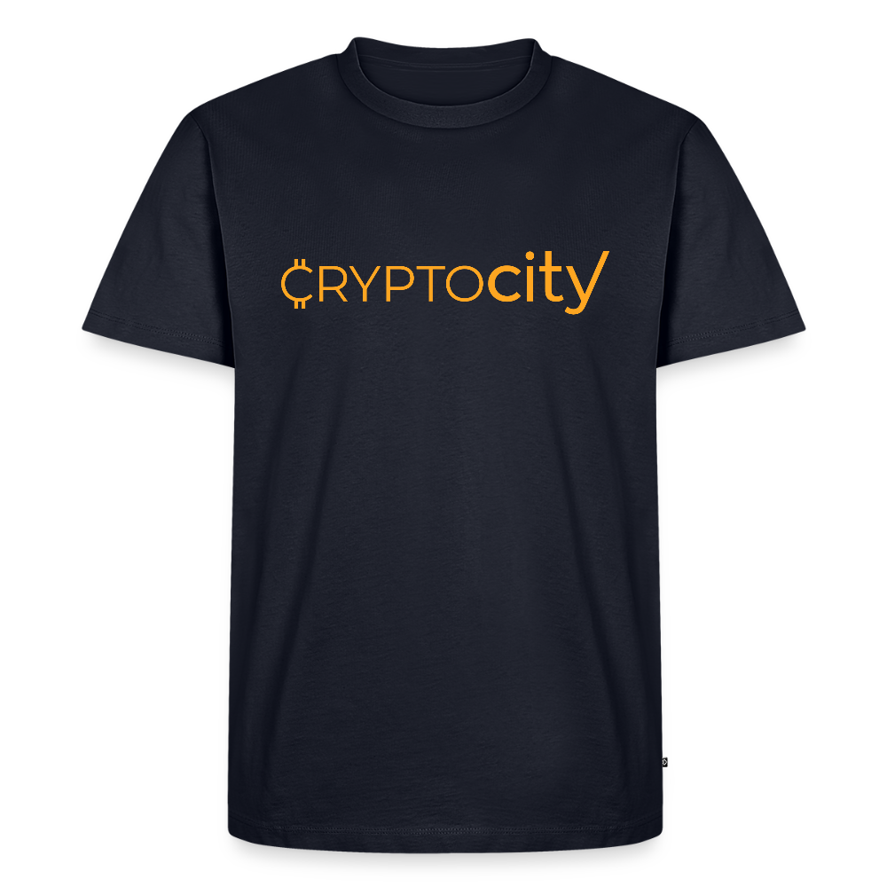 Männer Premium T-Shirt mit dem klassischen CryptoCity Schriftzug - Navy