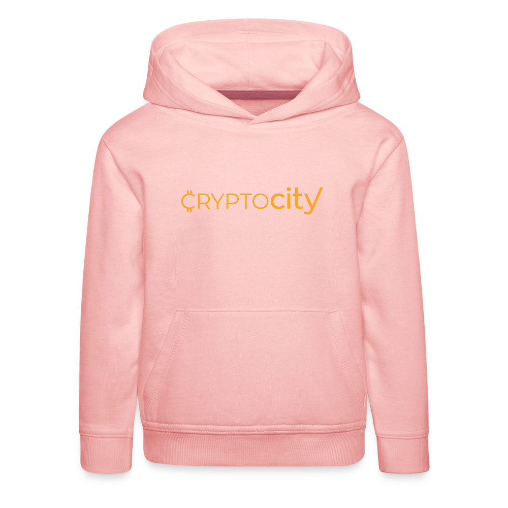 Kinder Premium Hoodie mit dem klassichen CryptoCity Schriftzug - Kristallrosa