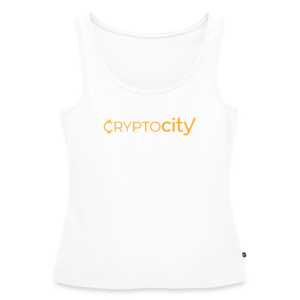 Frauen Premium Tank Top mit dem klassischen CryptoCity Schriftzug - Weiß
