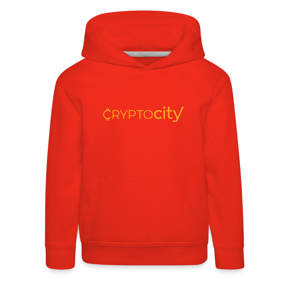 Kinder Premium Hoodie mit dem klassichen CryptoCity Schriftzug - Rot