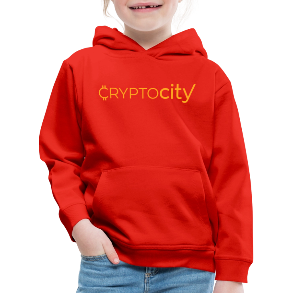 Kinder Premium Hoodie mit dem klassichen CryptoCity Schriftzug - Rot