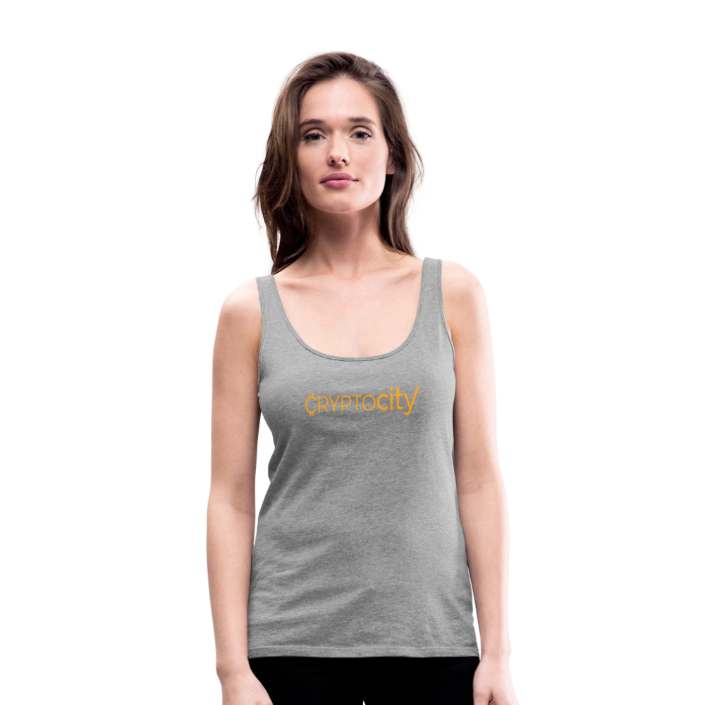 Frauen Premium Tank Top mit dem klassischen CryptoCity Schriftzug - Grau meliert