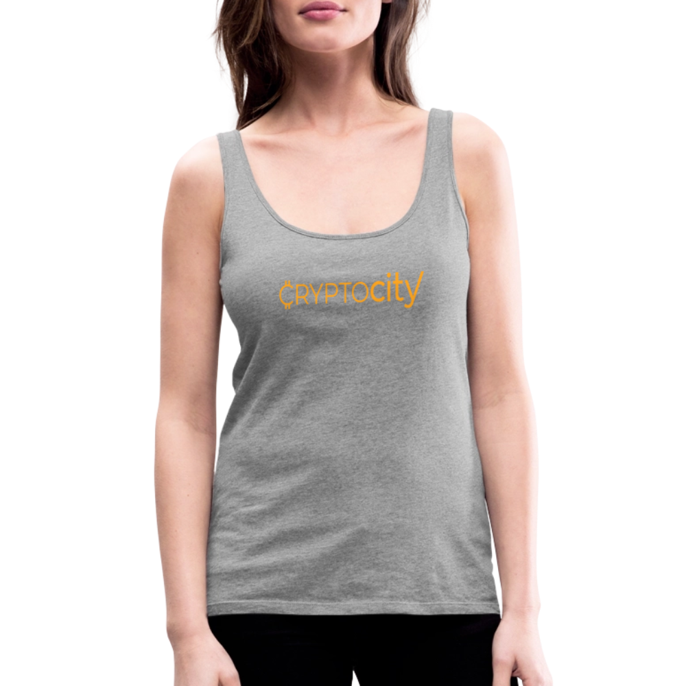 Frauen Premium Tank Top mit dem klassischen CryptoCity Schriftzug - Grau meliert