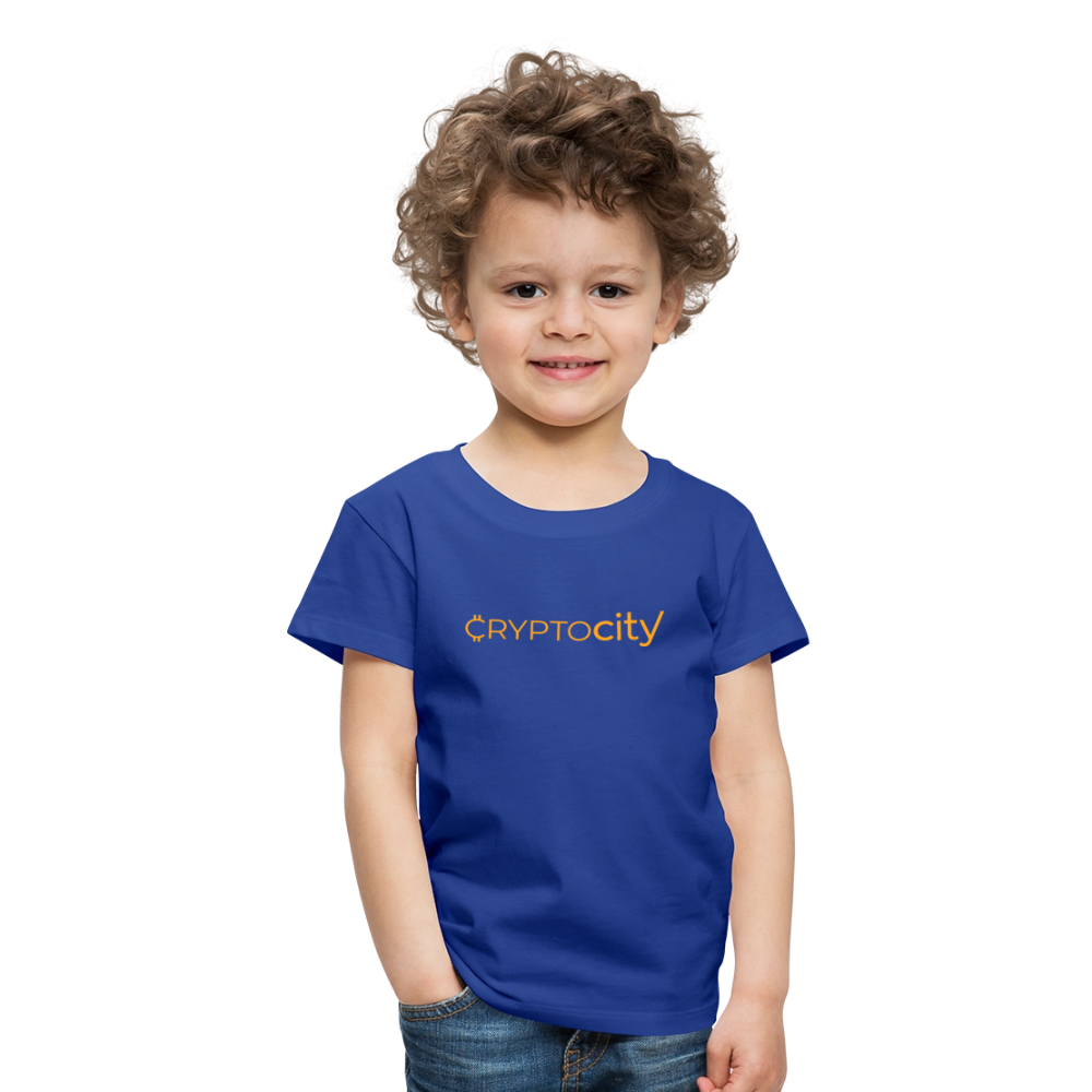 Kinder Premium T-Shirt mit dem klassichen CryptoCity Schriftzug - Königsblau