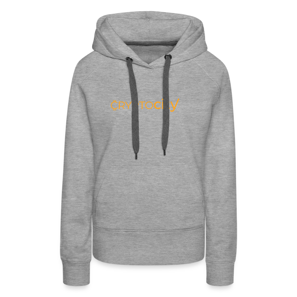 Frauen Premium Hoodie mit dem klassischen CryptoCity Schriftzug - Grau meliert