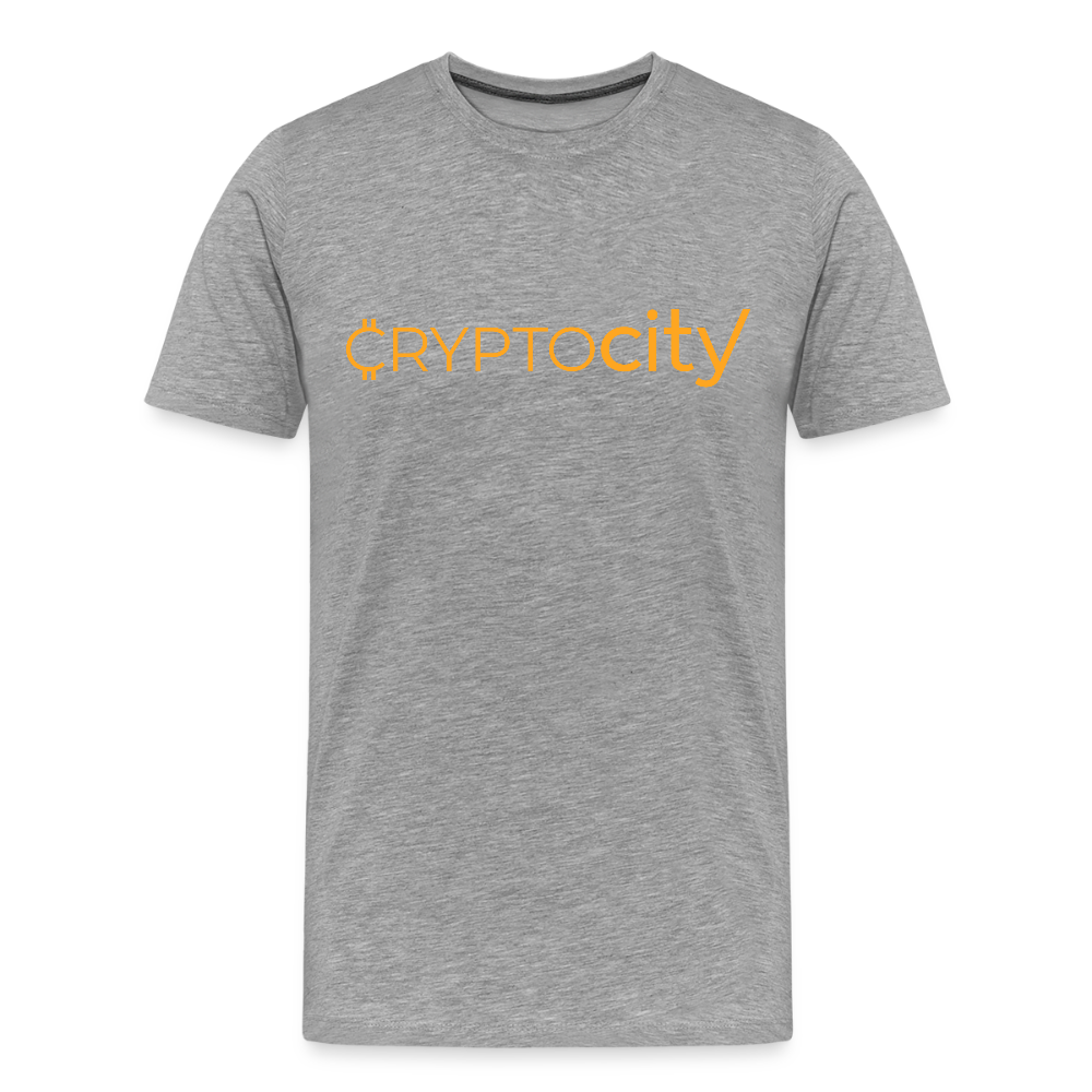 Männer Premium T-Shirt mit dem klassischen CryptoCity Schriftzug - Grau meliert