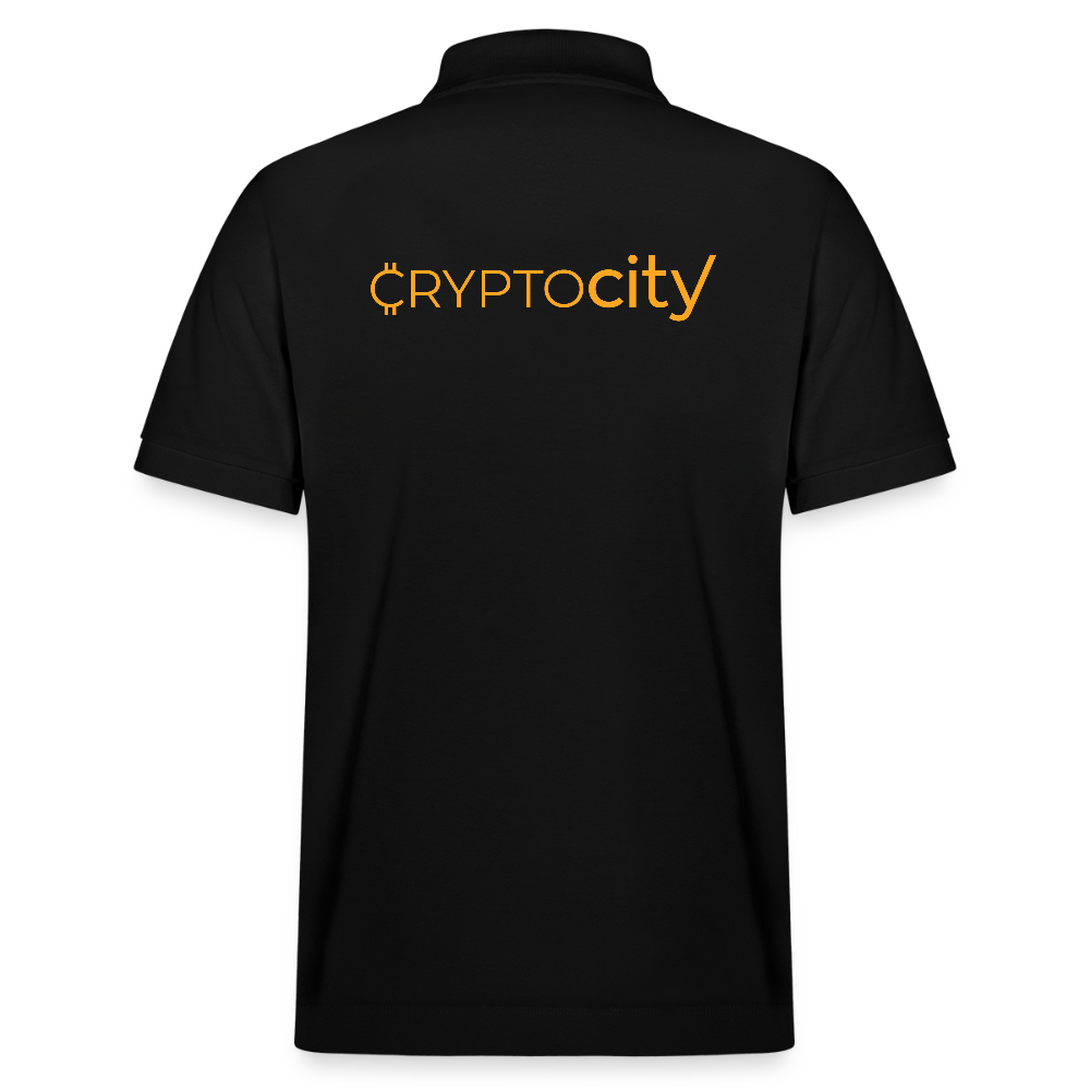 Bio-Poloshirt Herren mit dem klassischen CryptoCity Schriftug - Schwarz