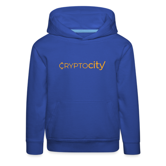 Kinder Premium Hoodie mit dem klassichen CryptoCity Schriftzug - Royalblau