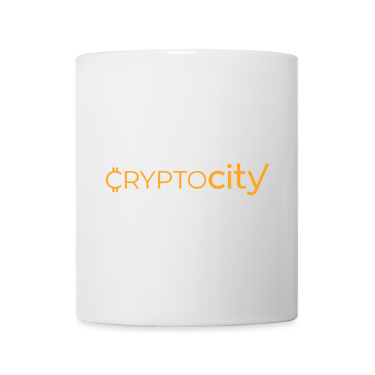 Tasse mit dem klassischen CryptoCity Schriftzug - Weiß