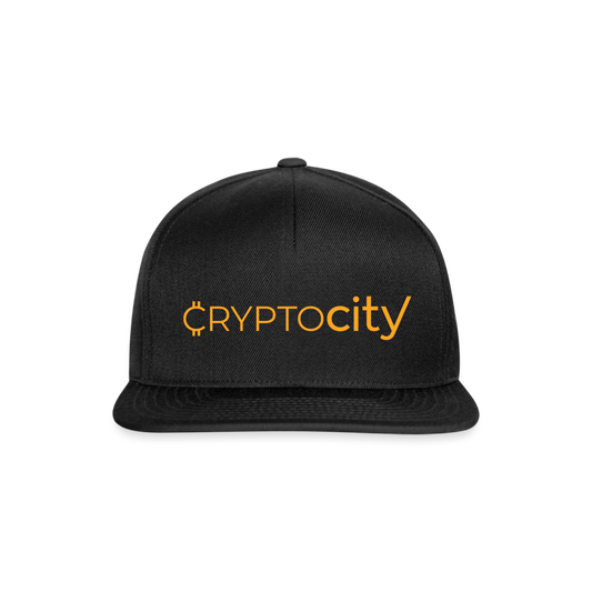 Snapback Cap mit dem klassischen CryptoCity Schriftzug - Schwarz/Schwarz