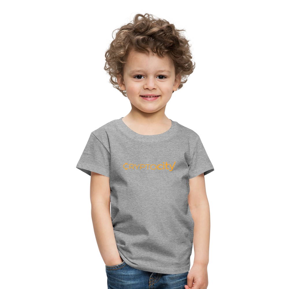 Kinder Premium T-Shirt mit dem klassichen CryptoCity Schriftzug - Grau meliert