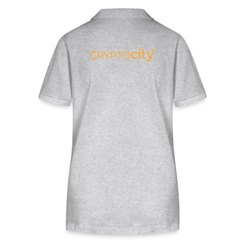 Frauen Bio-Poloshirt mit dem klassischen CryptoCity Schriftzug - Grau meliert