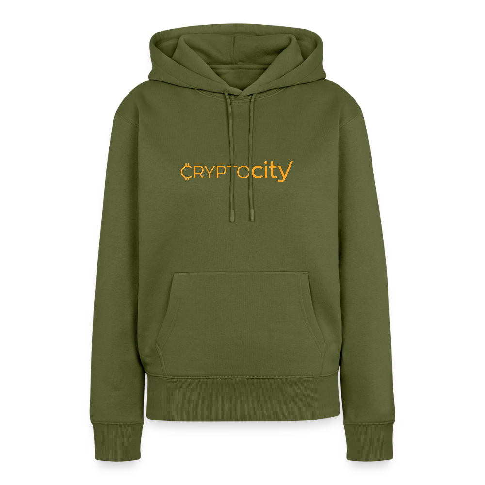 Frauen Premium Hoodie mit dem klassischen CryptoCity Schriftzug - Khaki