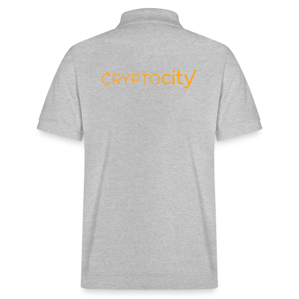 Bio-Poloshirt Herren mit dem klassischen CryptoCity Schriftug - Grau meliert