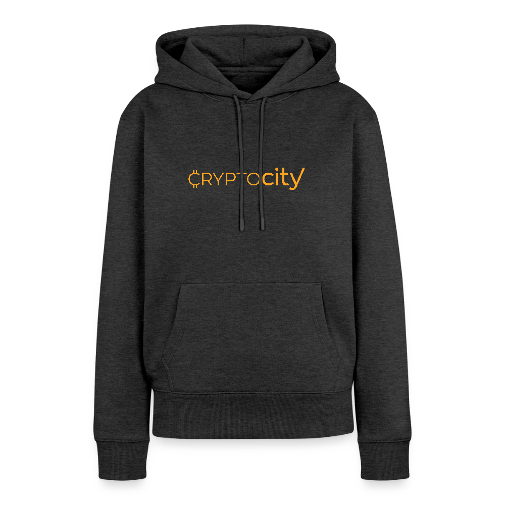 Frauen Premium Hoodie mit dem klassischen CryptoCity Schriftzug - Anthrazit meliert