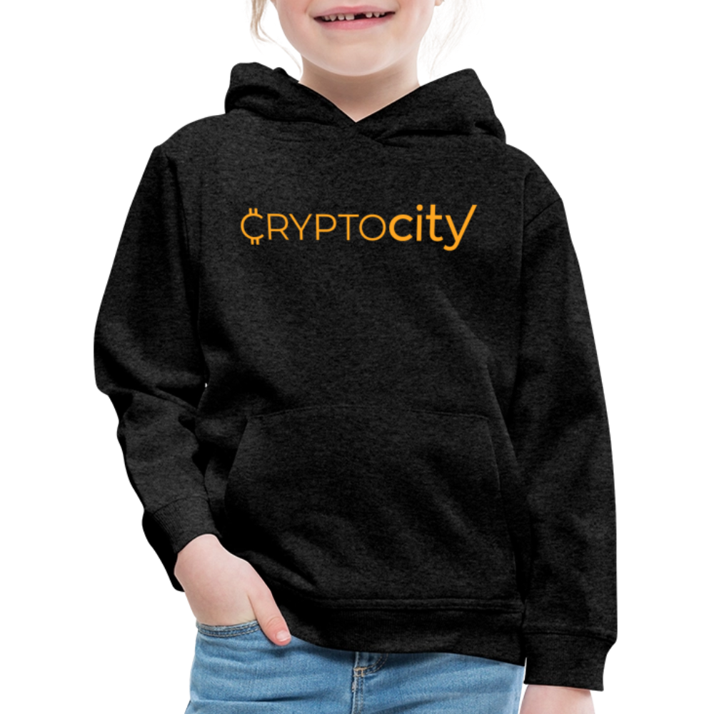 Kinder Premium Hoodie mit dem klassichen CryptoCity Schriftzug - Anthrazit