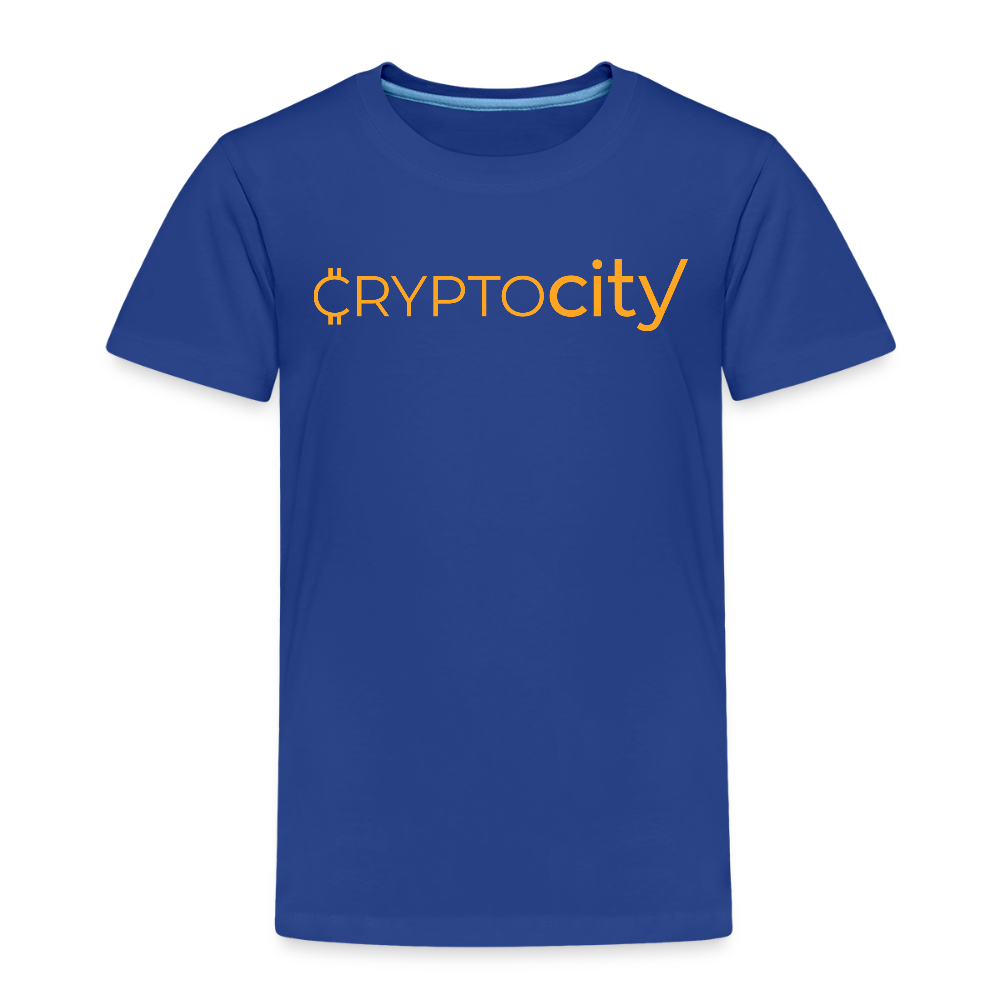 Kinder Premium T-Shirt mit dem klassichen CryptoCity Schriftzug - Königsblau